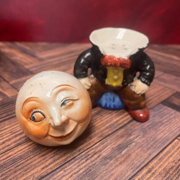 "Man in the Moon" 2-Piece Salt & Pepper Shaker – Made in Japan (1930's-1940's) - Picture 3 of 11